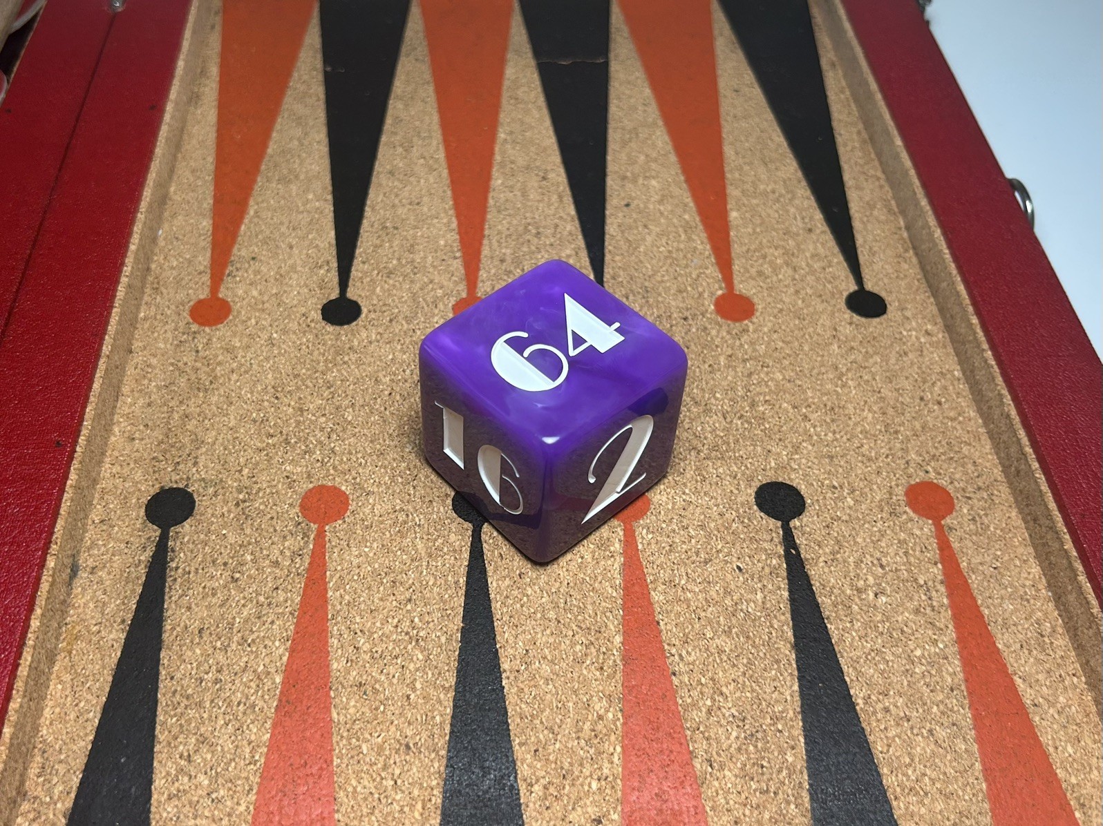 1.5” Marbled Purple Backgammon Doubling Cube with Art Deco Engraving