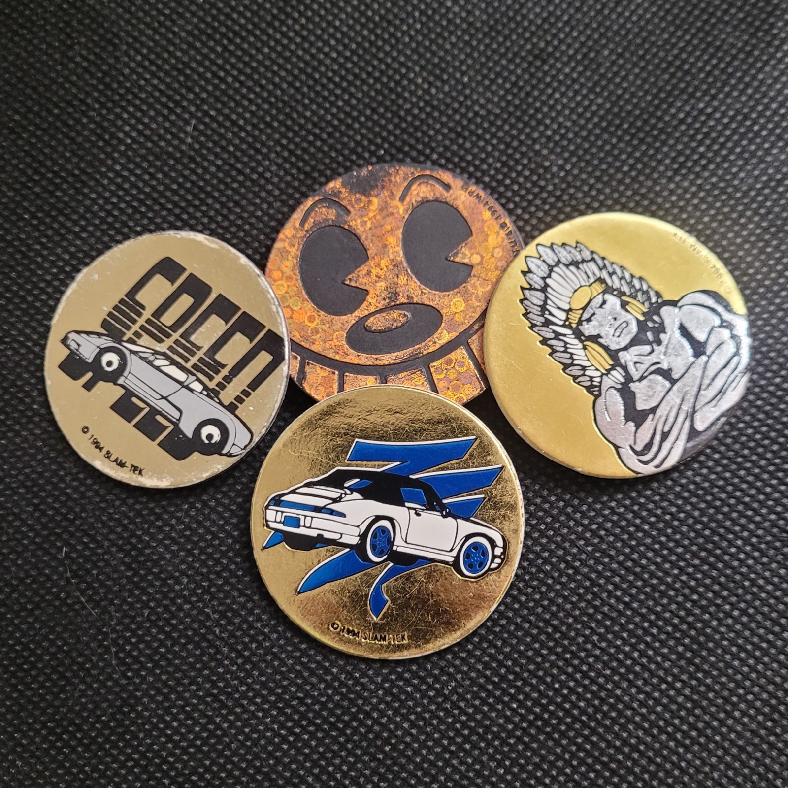 World POG Federation Felix The Cat Slammer + 3 Slam Tek Milk Caps 90s Porsche