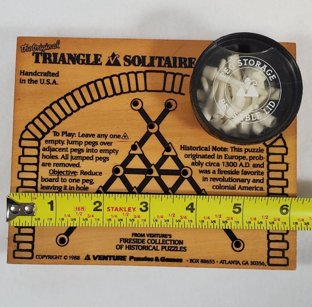 Vintage Venture’s Fireside Triangle Solitaire Wood Peg Game 1988 The Original