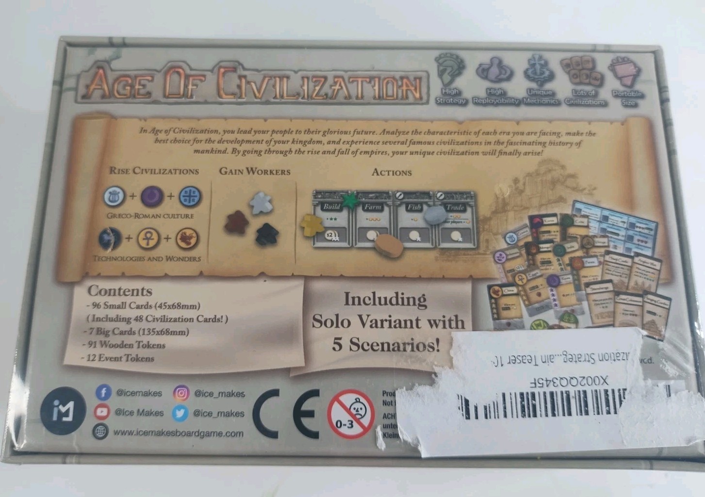Age of Civilization Game by Jeffrey CCH Ice Makes Brand New Factory Sealed Box