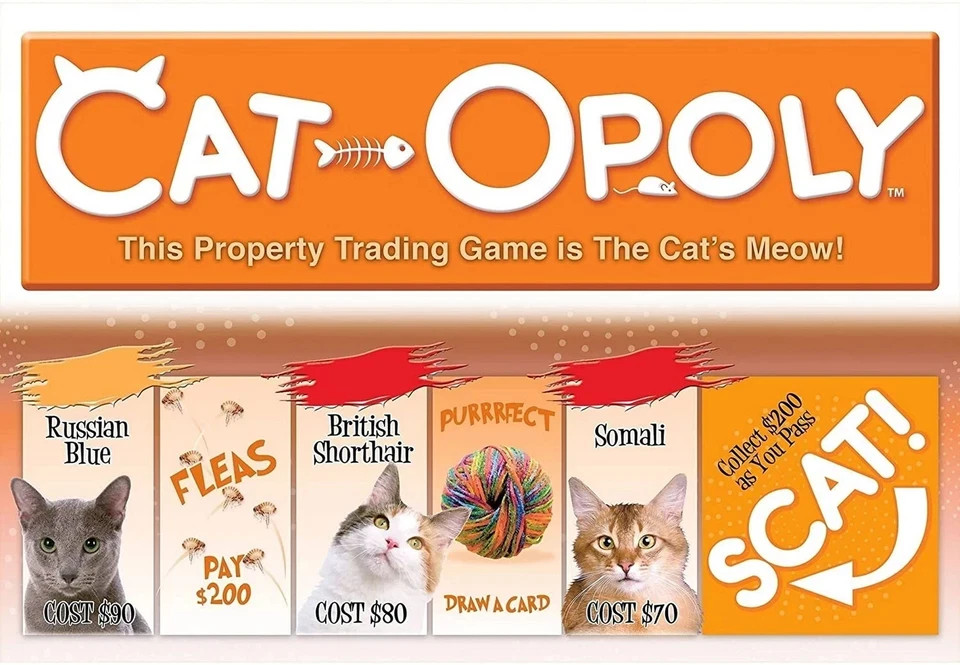 Cat OpolyCat’s Meow Board Game NEW Cats, Purr, Catnip Age 8 up 2-6 player