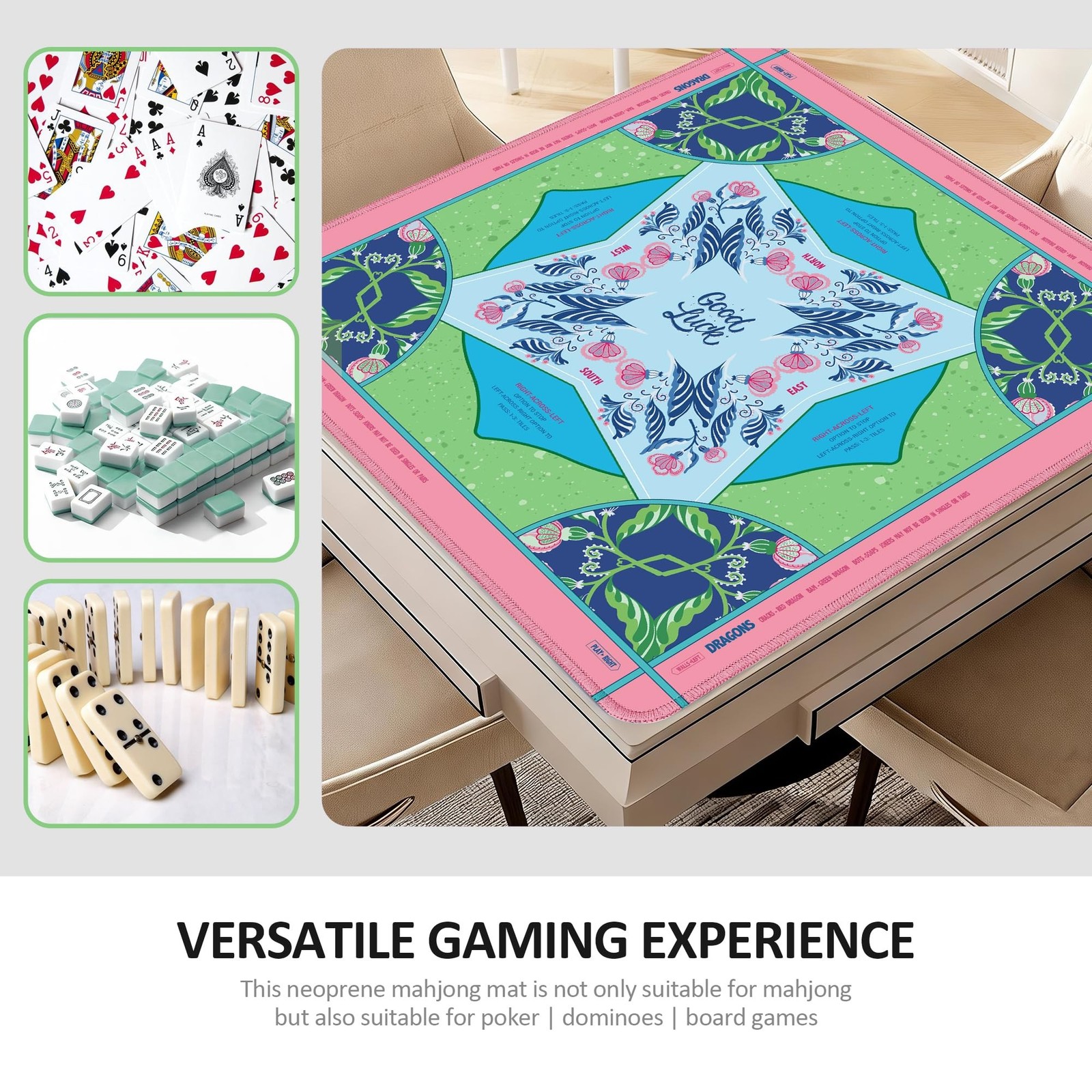 Mahjong Mat, 31.5×31.5 Inches Mahjong mat for Table, Anti-Slip Noise Reduct
