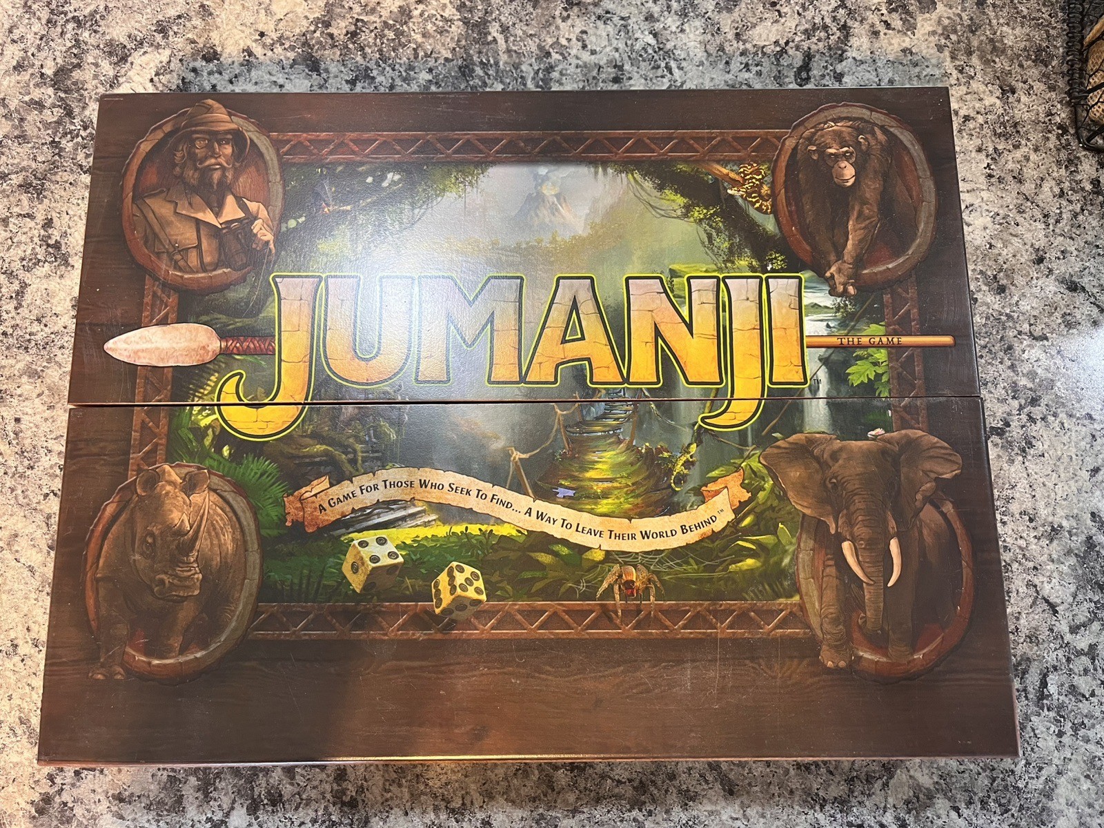 Jumanji The Game Real Wooden Box Edition of the Classic Adventure Game Complete