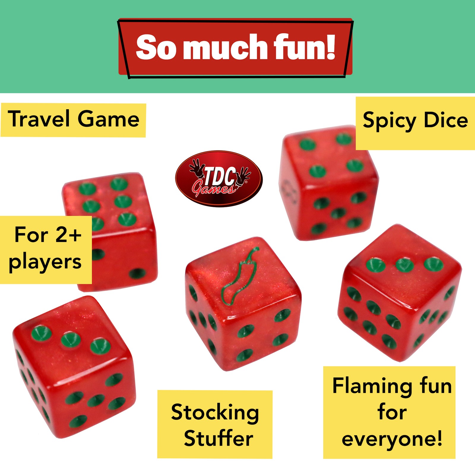 TDC Games Sriracha Dice Game – Flaming Fun for Everyone, Great for Party
