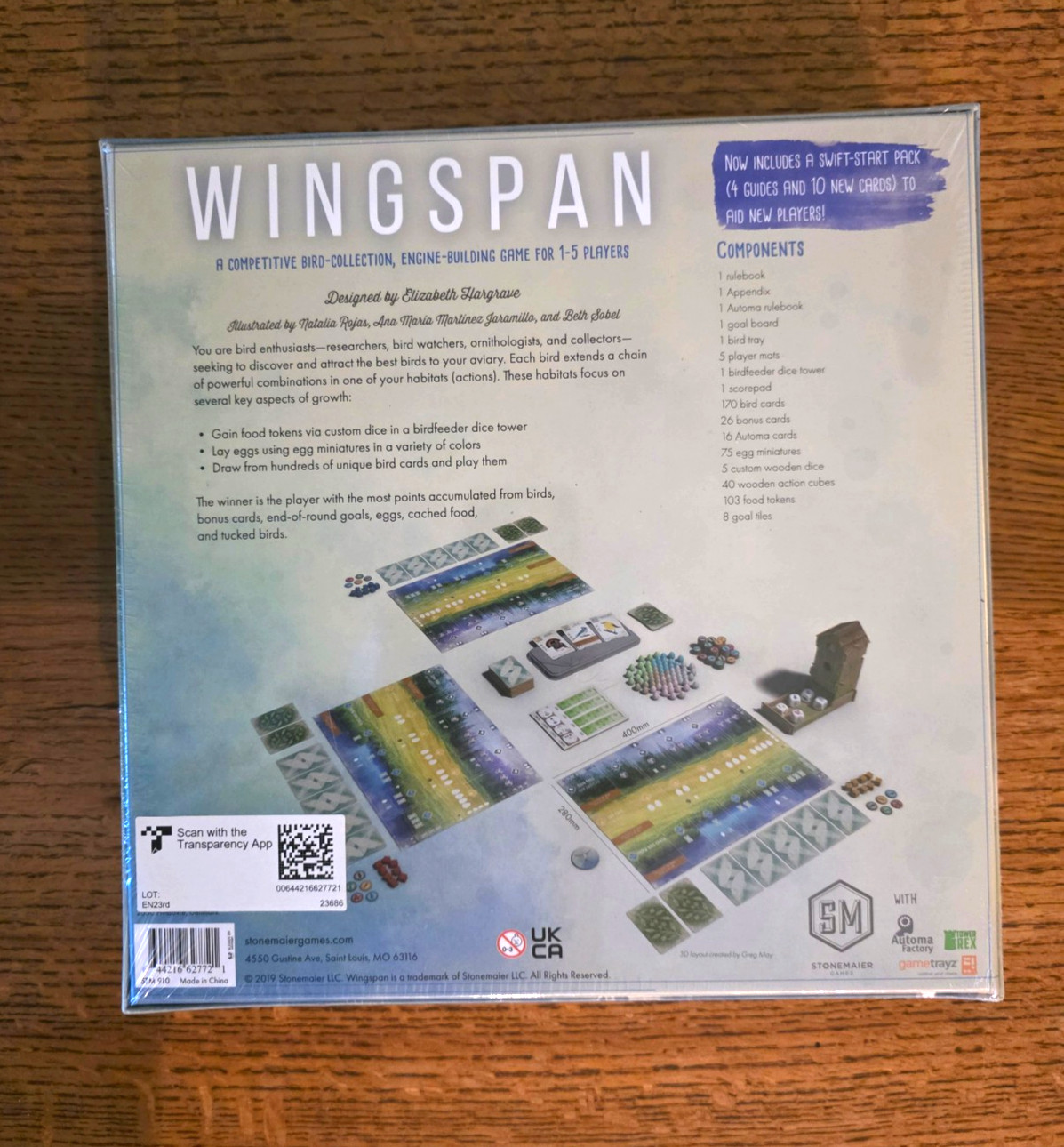 Stonemaier Games WINGSPAN Board Game-w/Swift Start Pack~NEW FACTORY SEALED 2019