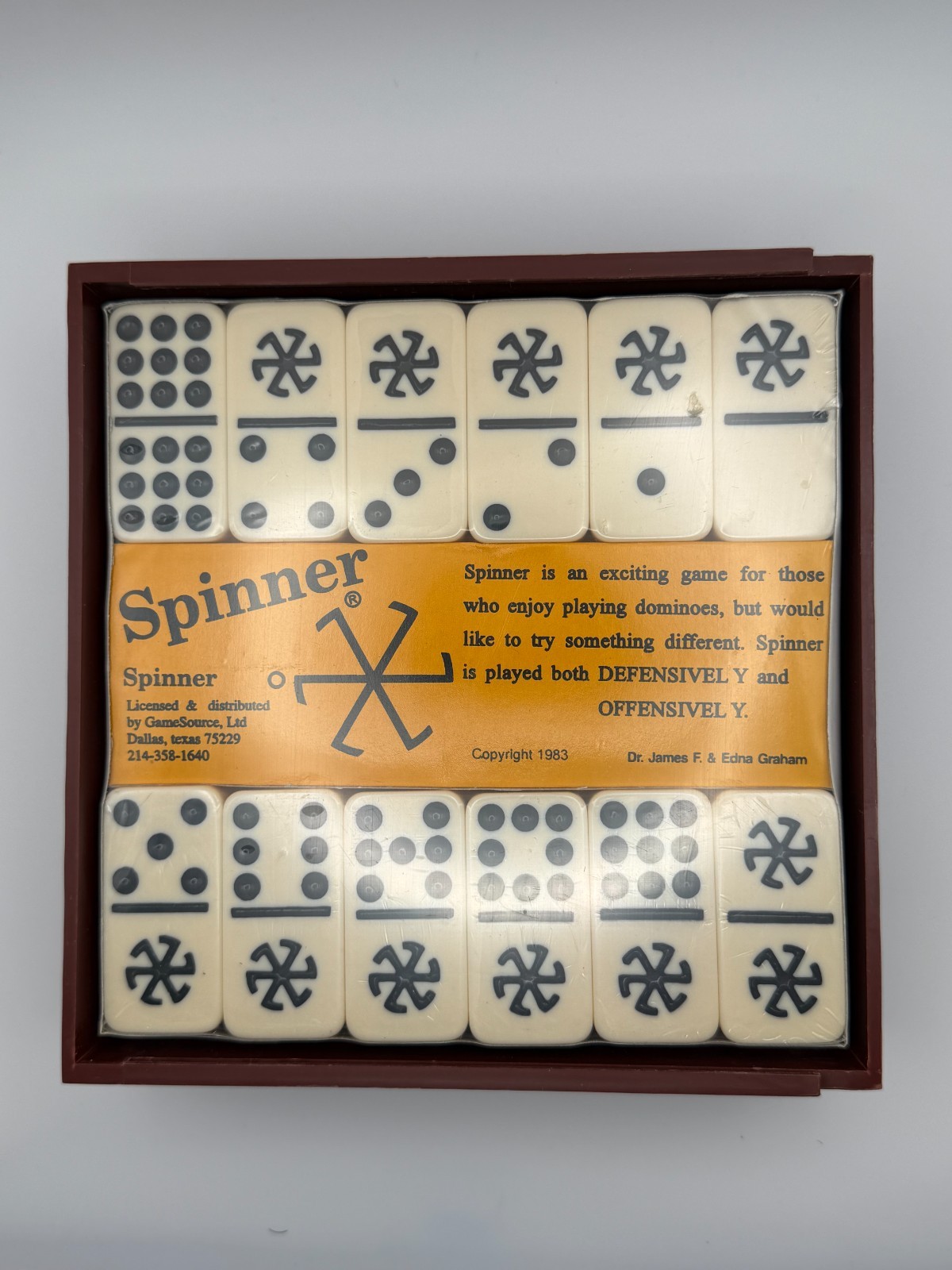 Spinner Black Dot Dominoes Game of Wild Dominoes Catalin Tiles Complete