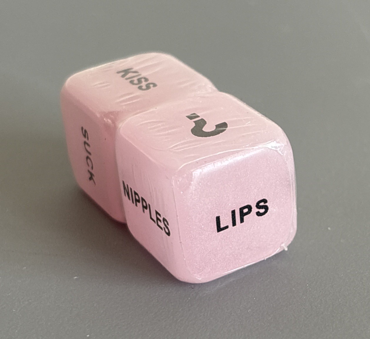 Pink Dice Sex Game for Lovers Vintage New Old Stock Lips Touch Kiss Tickle ?