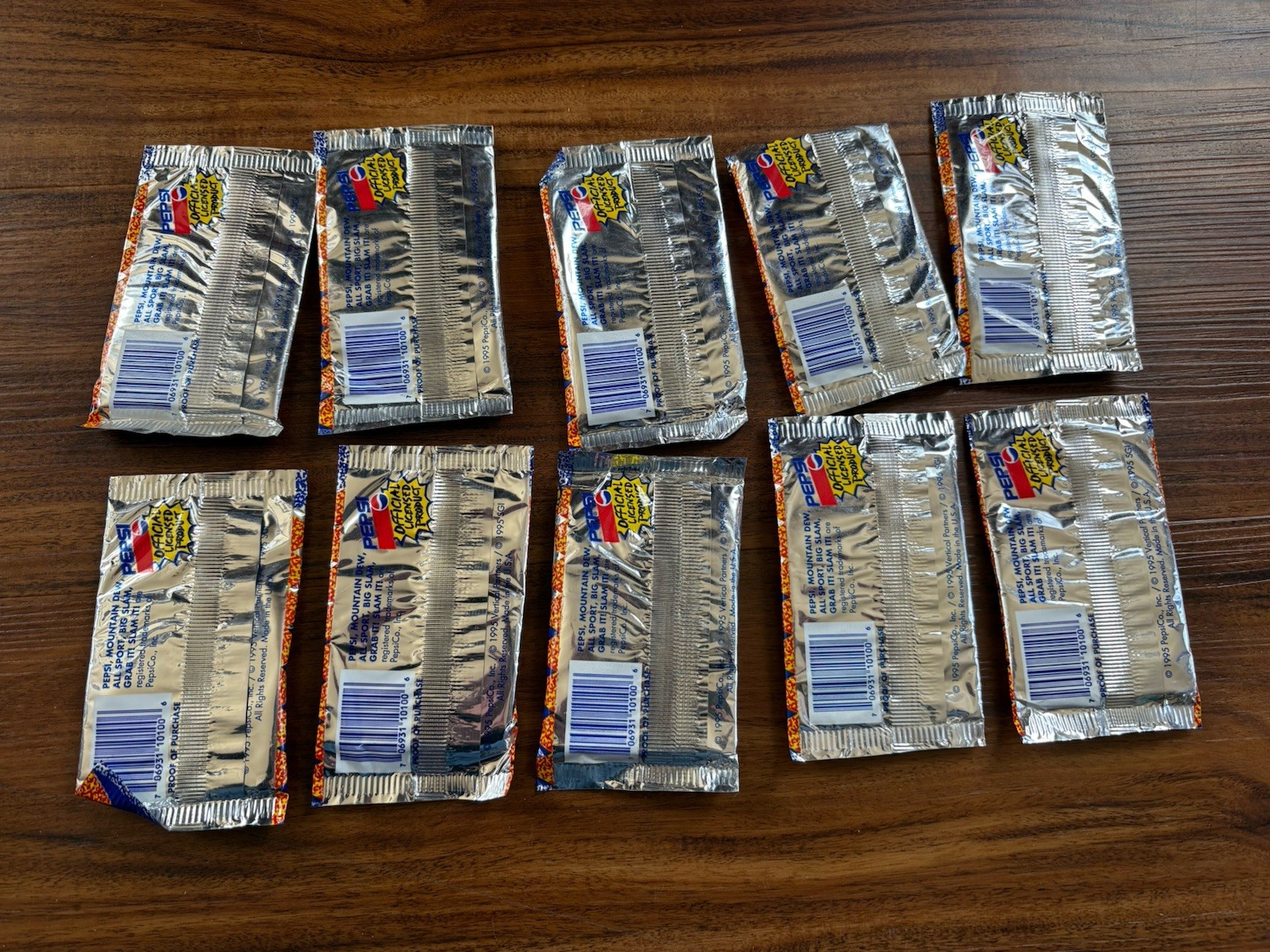 Pepsi Big Slam Caps Pogs VTG sealed pack pog caps Lot Of 10 Sealed Packs 1995