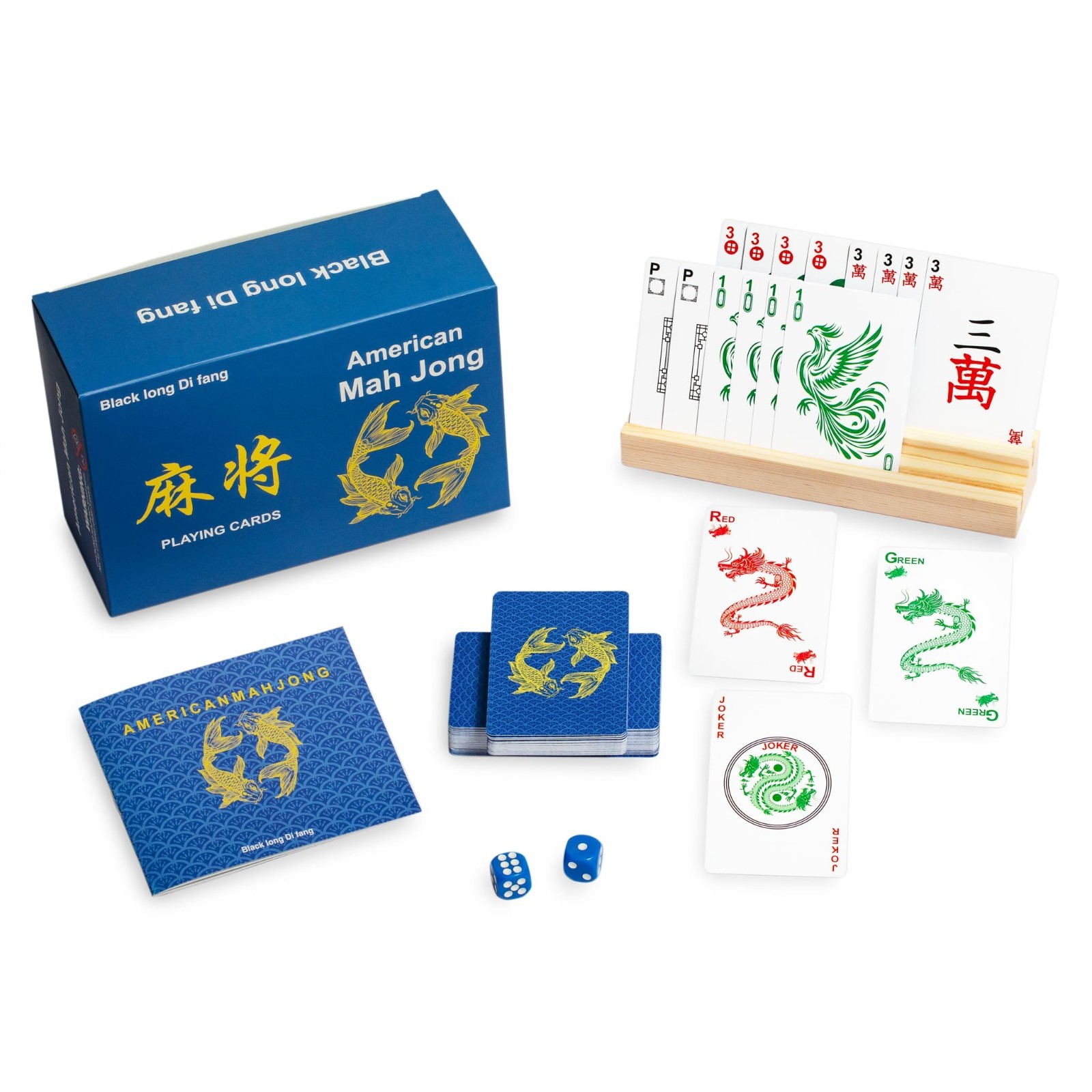 Deluxe American Mahjong Game Set – 166 Cards, Black Long Tiles, Complete Set