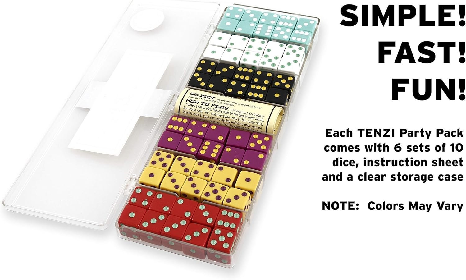 World’s Fastest Dice Game: Tenzi Party Pack for 2-6 Players, Colors May Vary