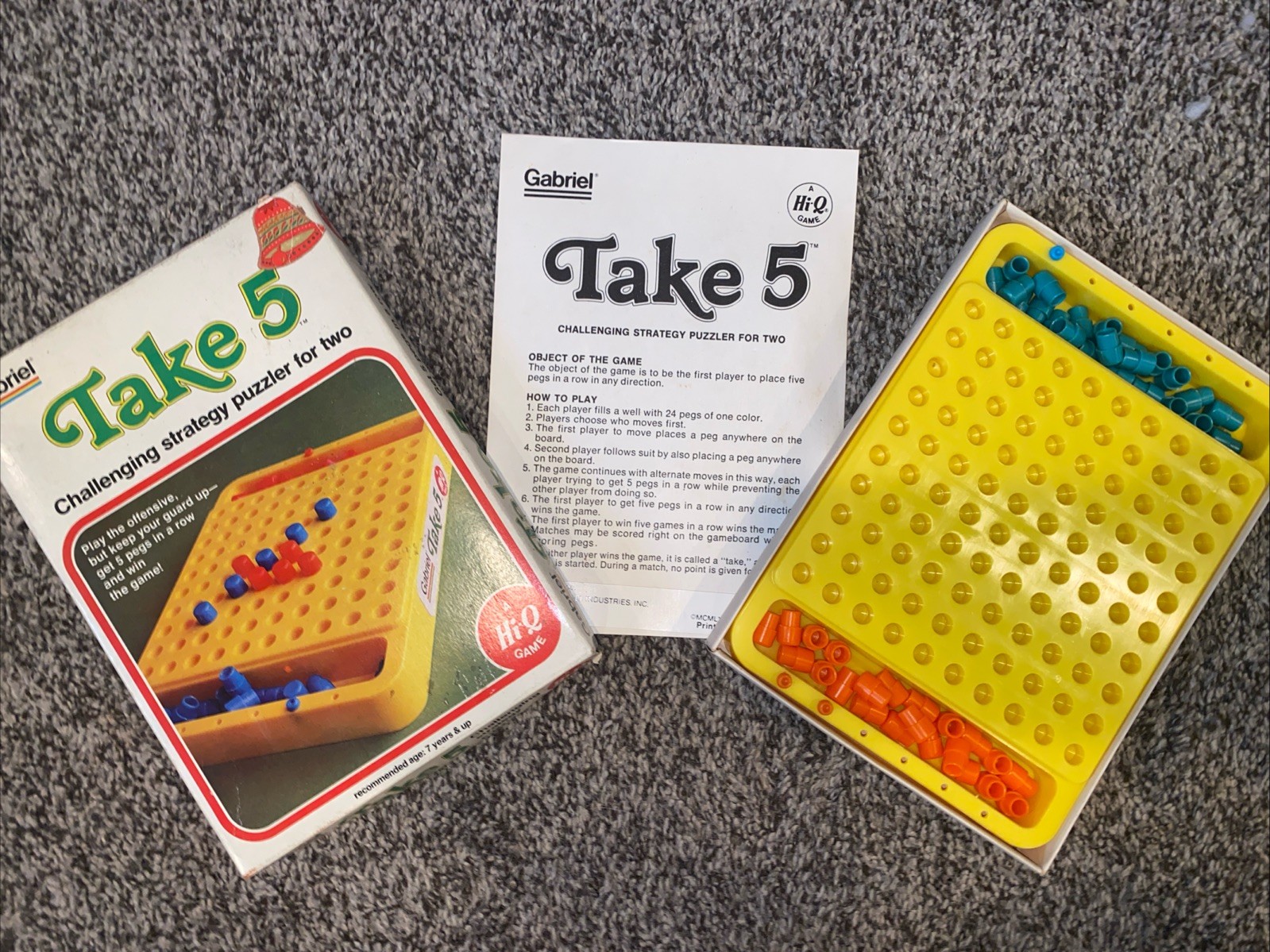 Vintage “Take 5” Game w/ Box 1977 Gabriel Hi-Q Strategy Puzzler