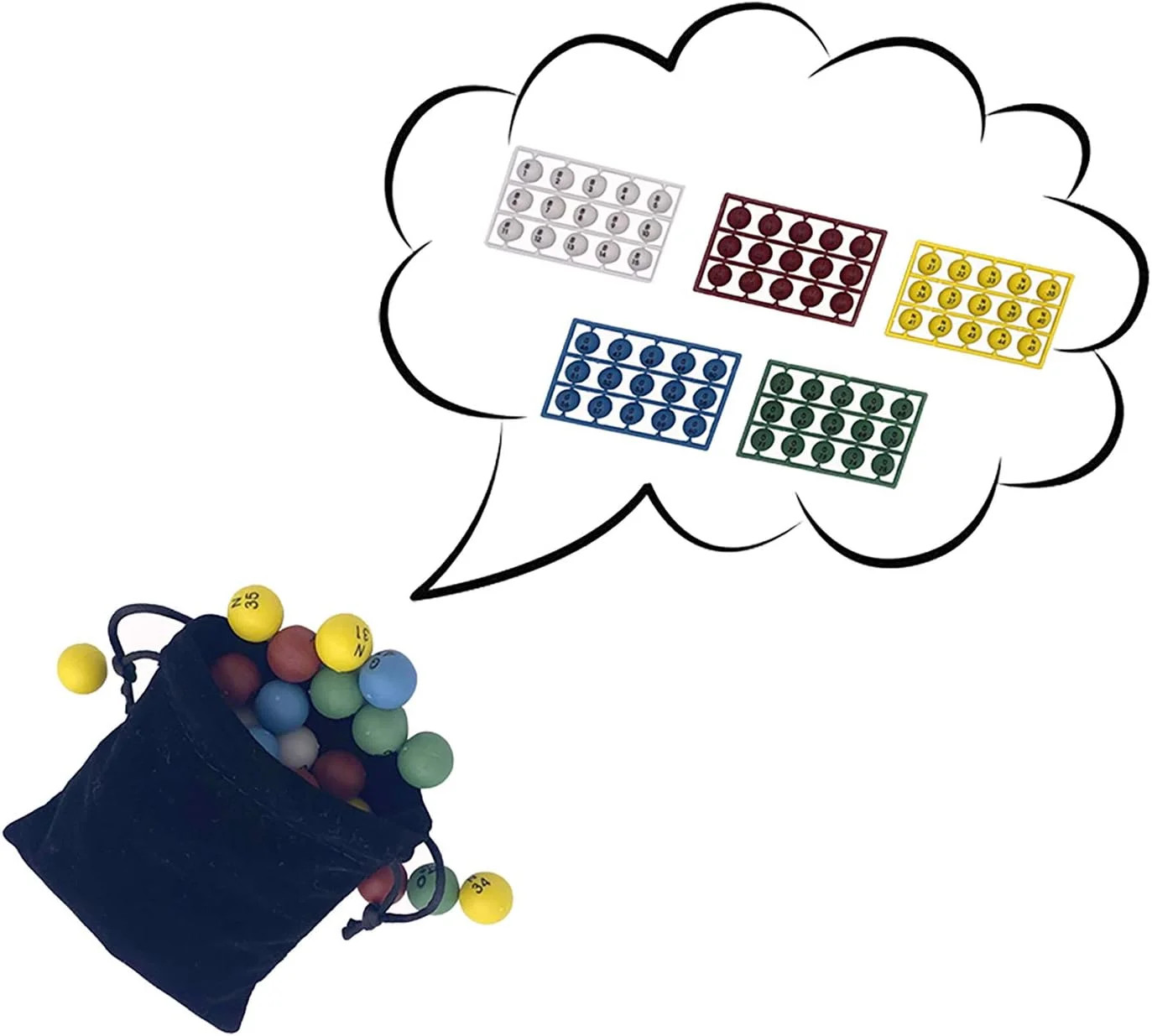 JUNWRROW Deluxe Bingo Game Set-6 Inch Metal Cage, Master Board,75 Colored Balls,