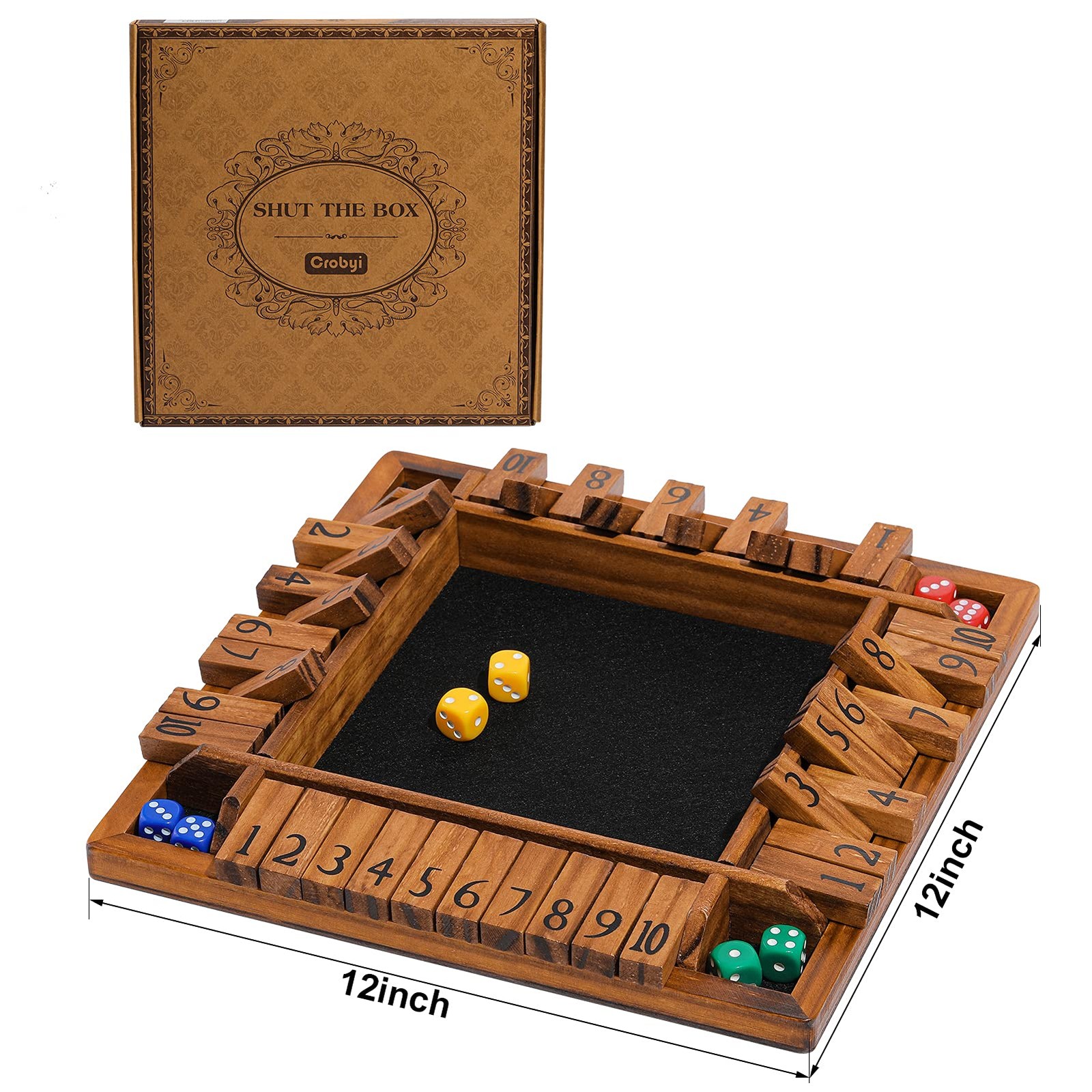 Shut The Box Game Wooden for 1-4 Players，Educational & Fun Wooden Board Game …