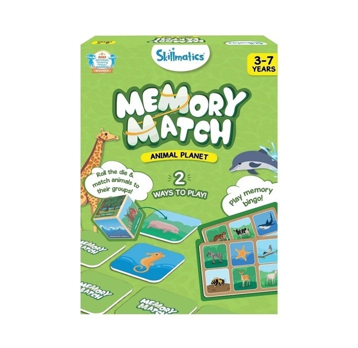 Skillmatics Board Game – Memory Match Animal Planet Flash Cards (3-7 Years) G1