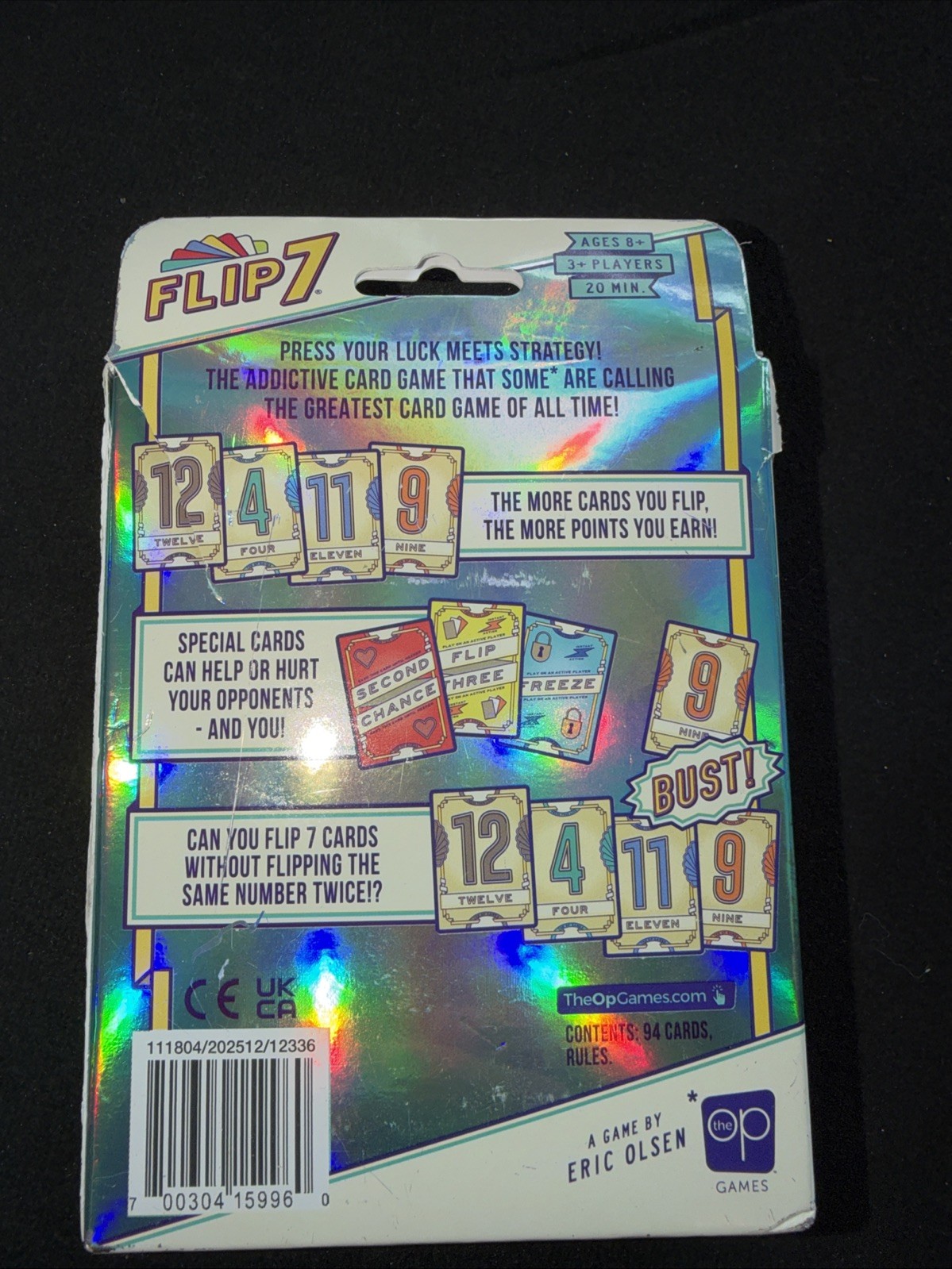 Flip 7 Card Game by The Op – Holographic Edition – Ages 8+ – Complete – New/Seal