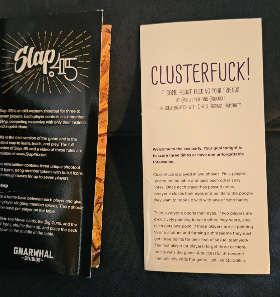 Clusterfuck and Slap 45, 2 Card Party Games – Cards Against Humanity