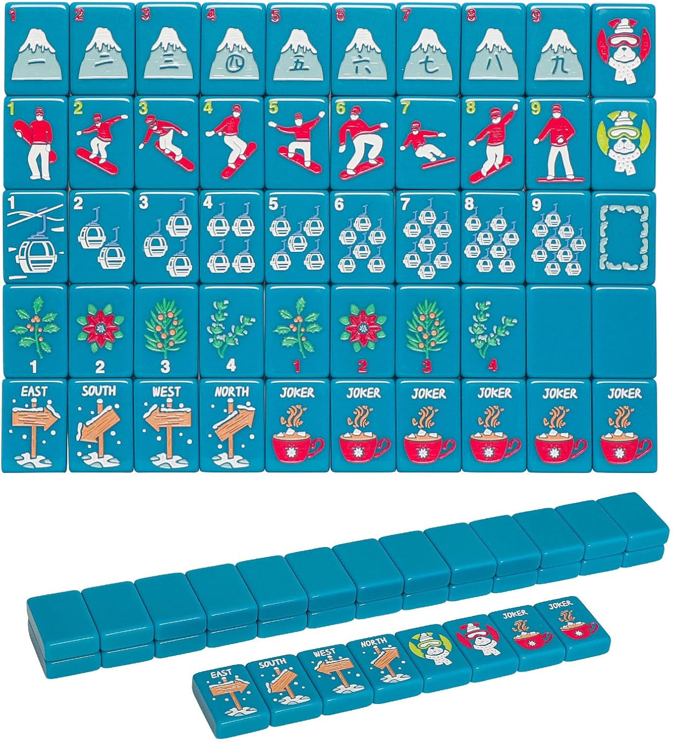 American Mahjong Tile Set with Carrying Bag and Accessories, 160 Acrylic Engrave