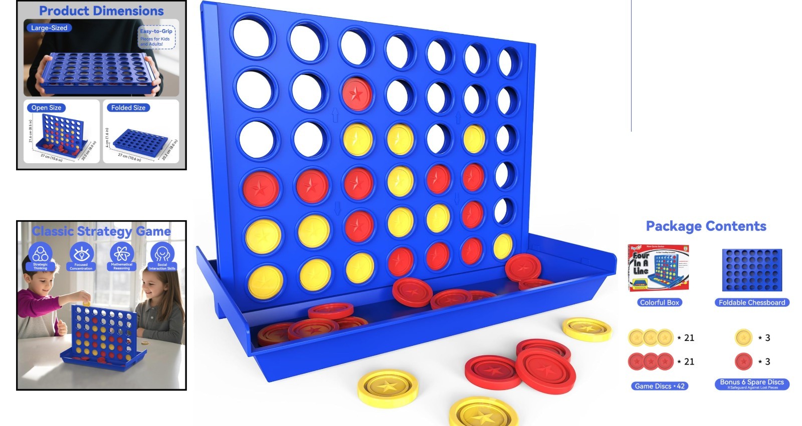 Portable Big Size 4 in a Row Game – Ideal for Camps, Parties & Family Nights