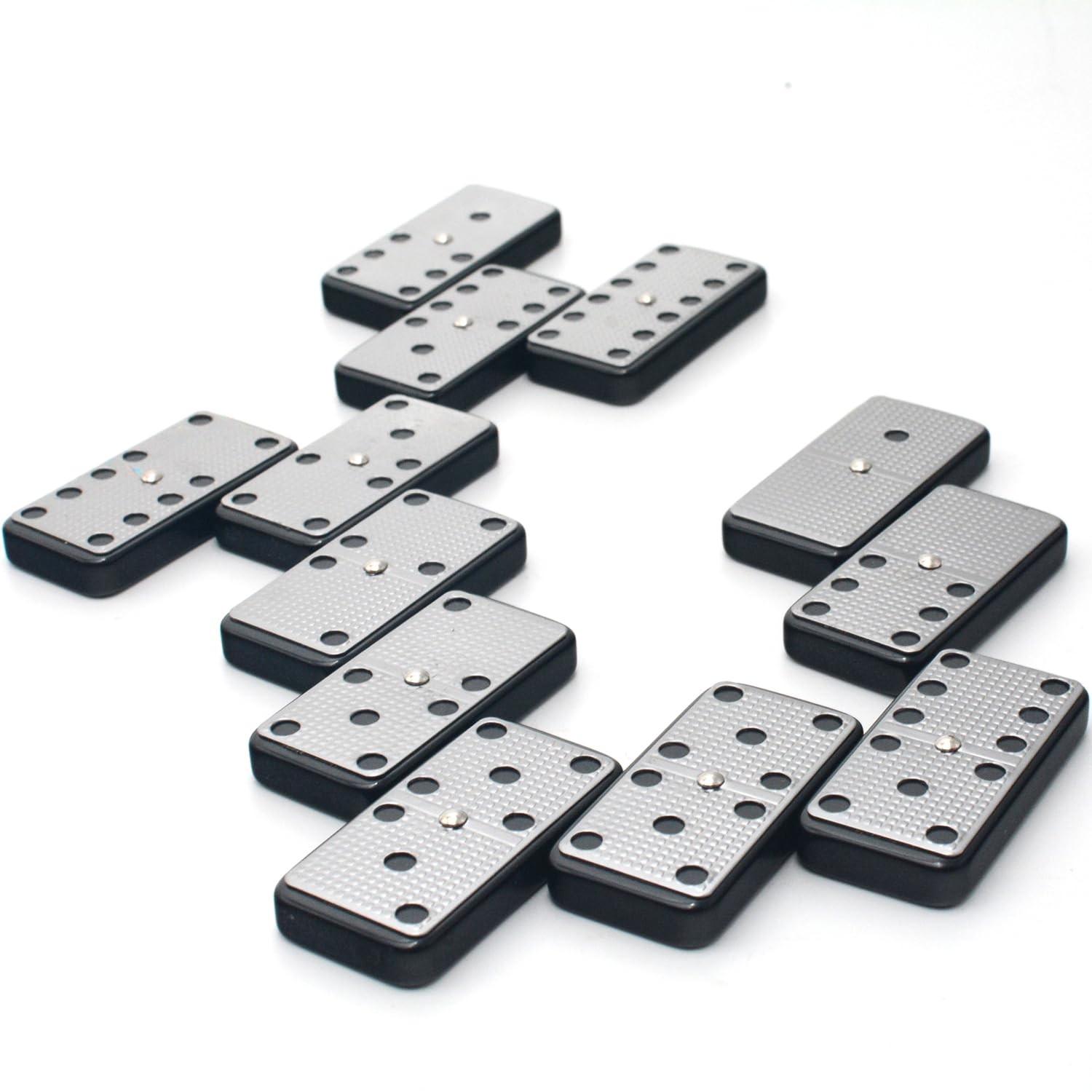 Bucher&Rossini Metal Surface Dominoes Set Medium, Silver New – Double 6