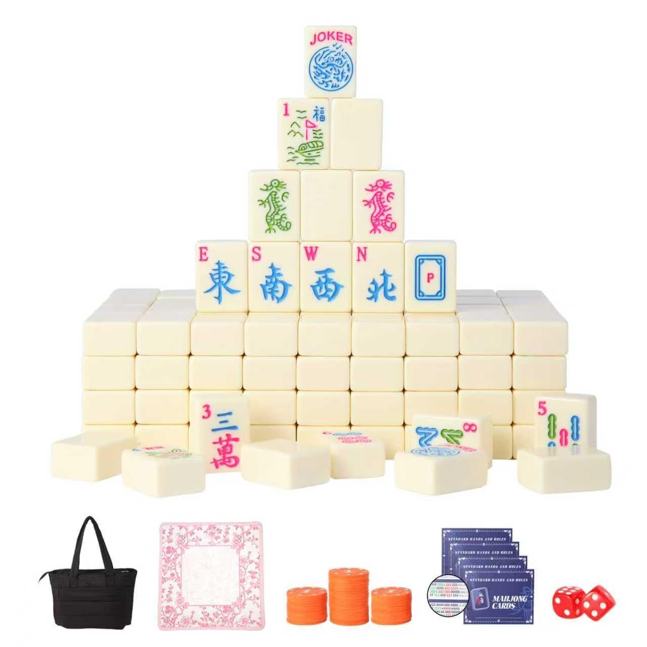 Karanava American Mahjong Tile Set,All-in-One Kit:166 Premium White Tiles,100…