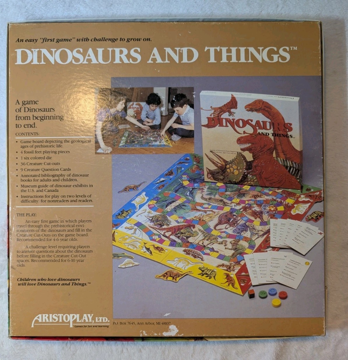 Vintage Dinosaurs and Things Puzzle Board Game 1986 Aristoplay – COMPLETE Rare