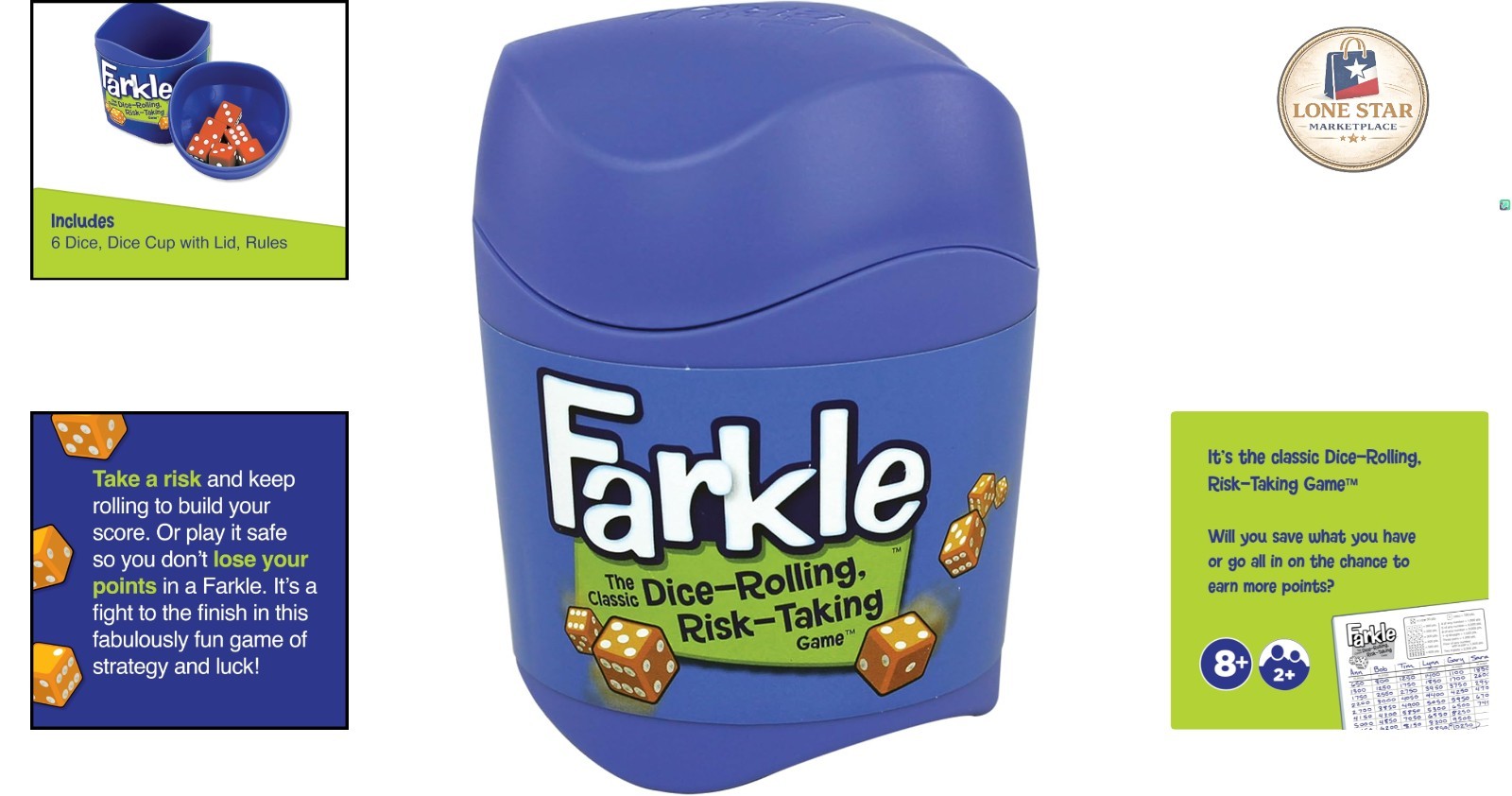 Portable Farkle Dice Game with Cup – Ideal for Travel & Family Game Nights