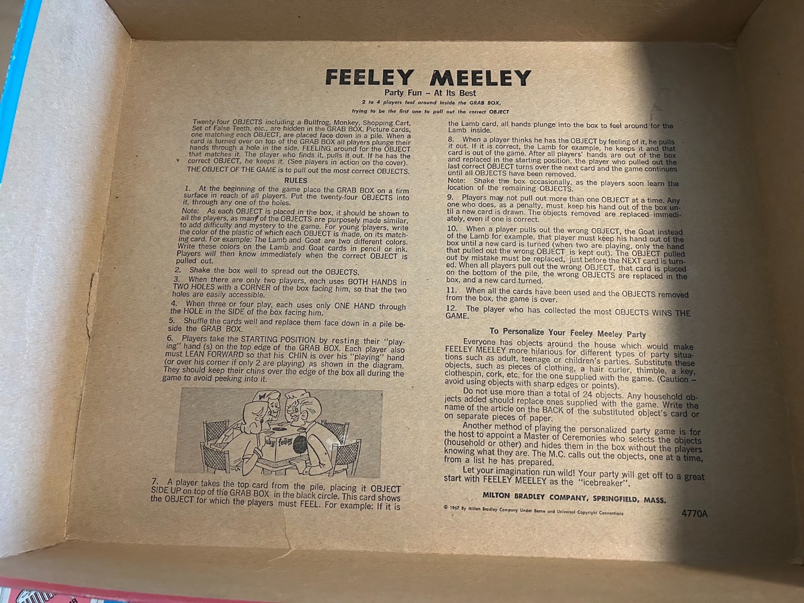 1967 Milton Bradley MTB Boardgame Feeley Meeley Box Fair Condition Complete