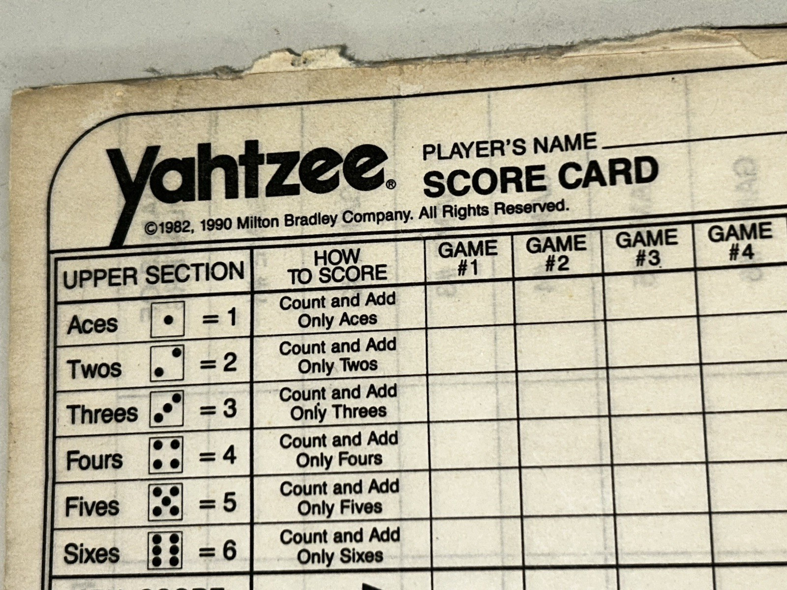 Yahtzee Score Card Pad Replacement Refill Sheets Lowe Milton Bradley 75-80 pages