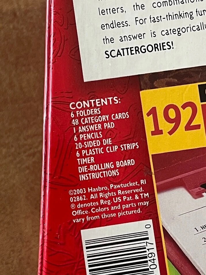 Scattergories 2003 Milton Bradley Board Game New Factory Sealed Electronic Timer