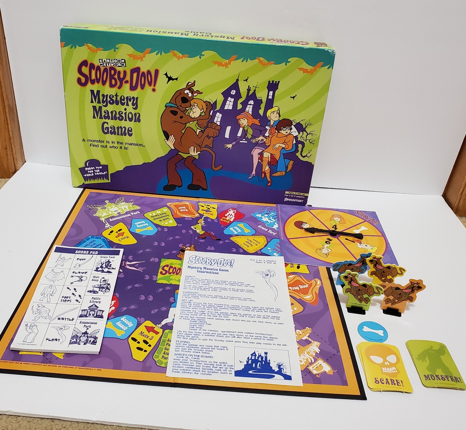 CT1 Scooby Doo Mystery Mansion Board Game 1999 Pressman Cartoon Network Complete