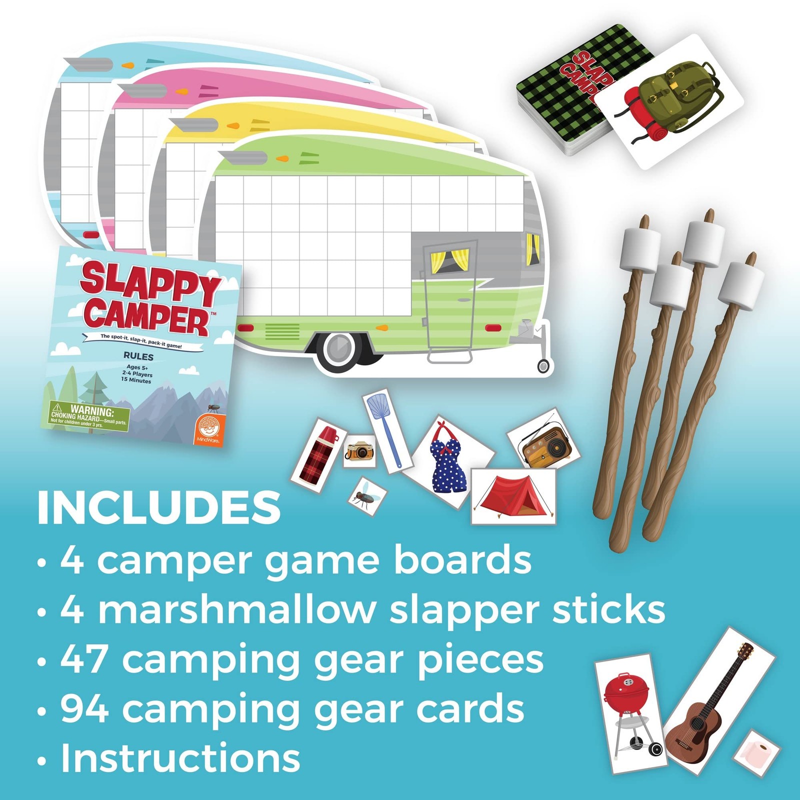 Fast Fun Camping Gear Board Game for Family Game Night Ages 5 and Up