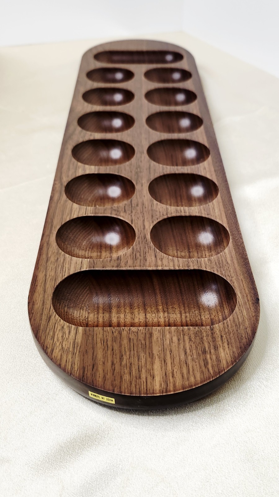 Vtg FAO Schwarz Cardinal MANCALA Premiere Edition Solid Walnut Wood & Gemstones