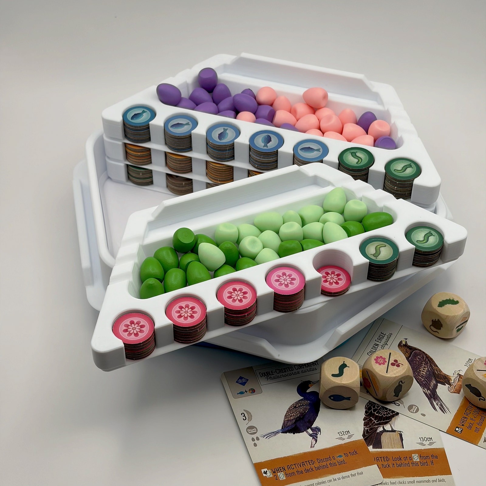 Wingspan Rotating Organizer All Expansion Token Egg Storage 6 Trays Dice Arena