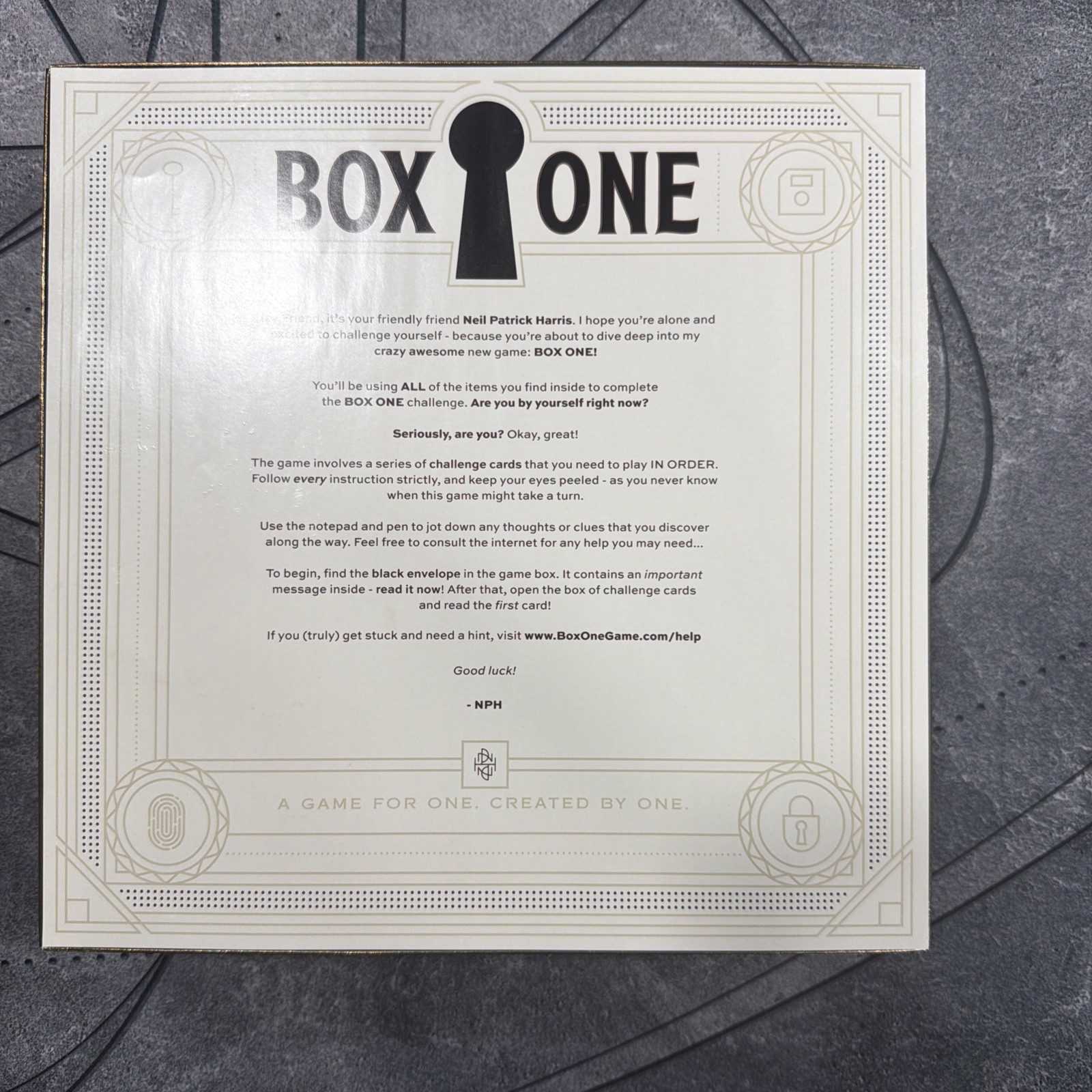 Box One Neil Patrick Harris Solo Puzzle Challenge Strategy Complete Theory11