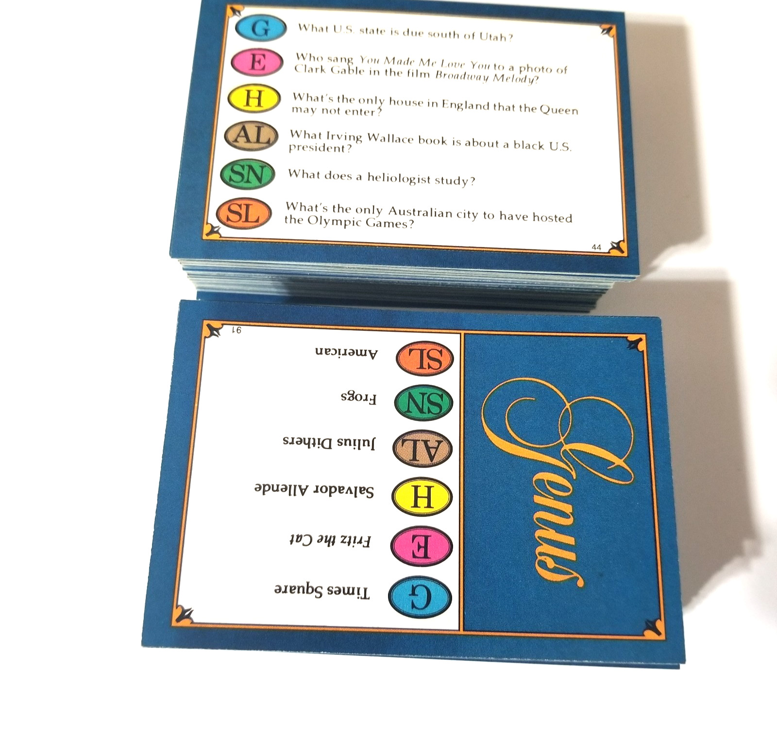 Trivial Pursuit Original Genus Edition – 200 Cards Only –Vintage Replacement