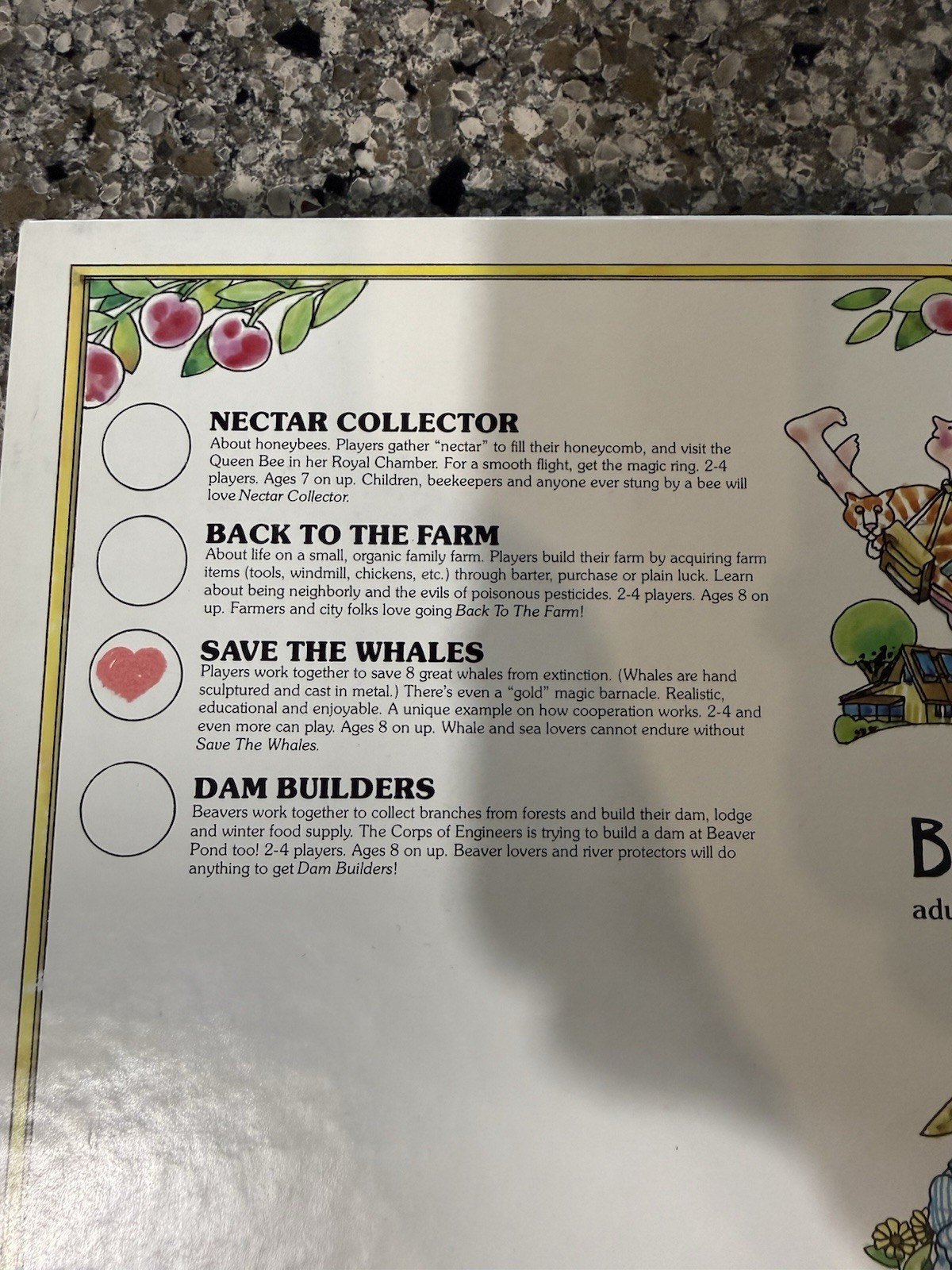 Animal Town: Save the Whales Board Game 1978 Hearth Song Inc. Vintage COMPLETE