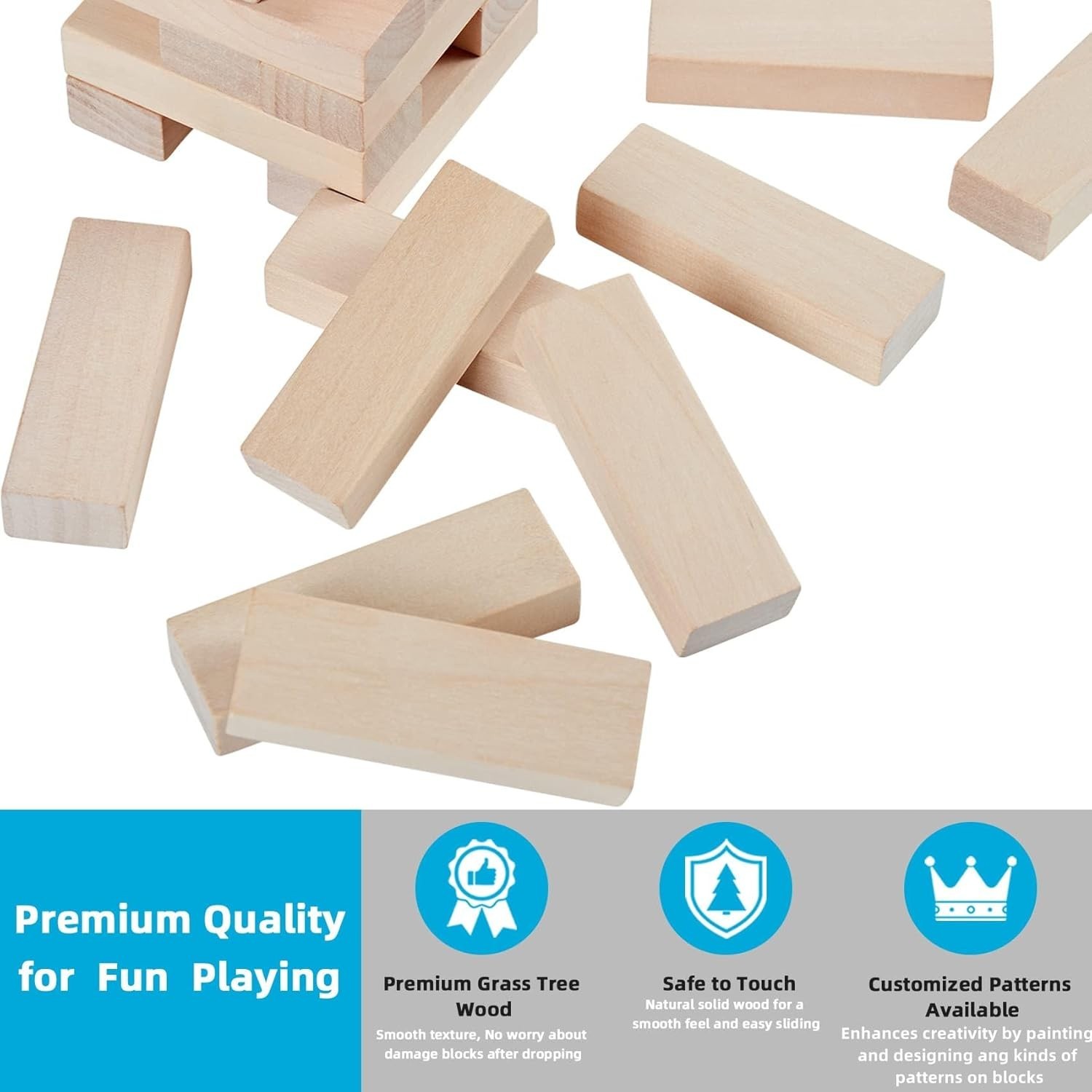 Mini Tumble Tower, 54PCS Wooden Stacking Game for Teens – Pine Stack Timber B…