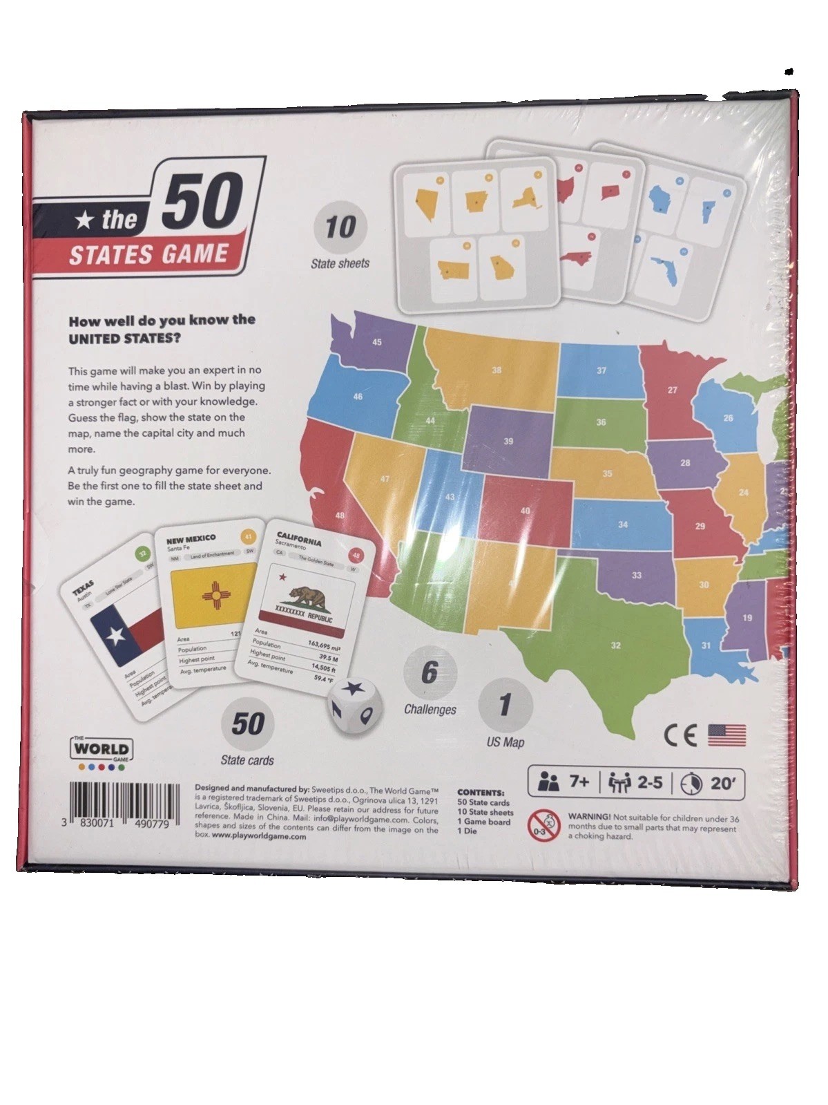 The 50 States Game – US Geography Board Game – Educational Game for Kids & Adult