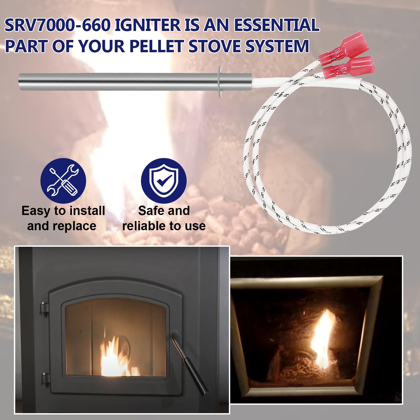 Hiorucet SRV7000-660 Igniter Replacement for PelPro ×2, Silver