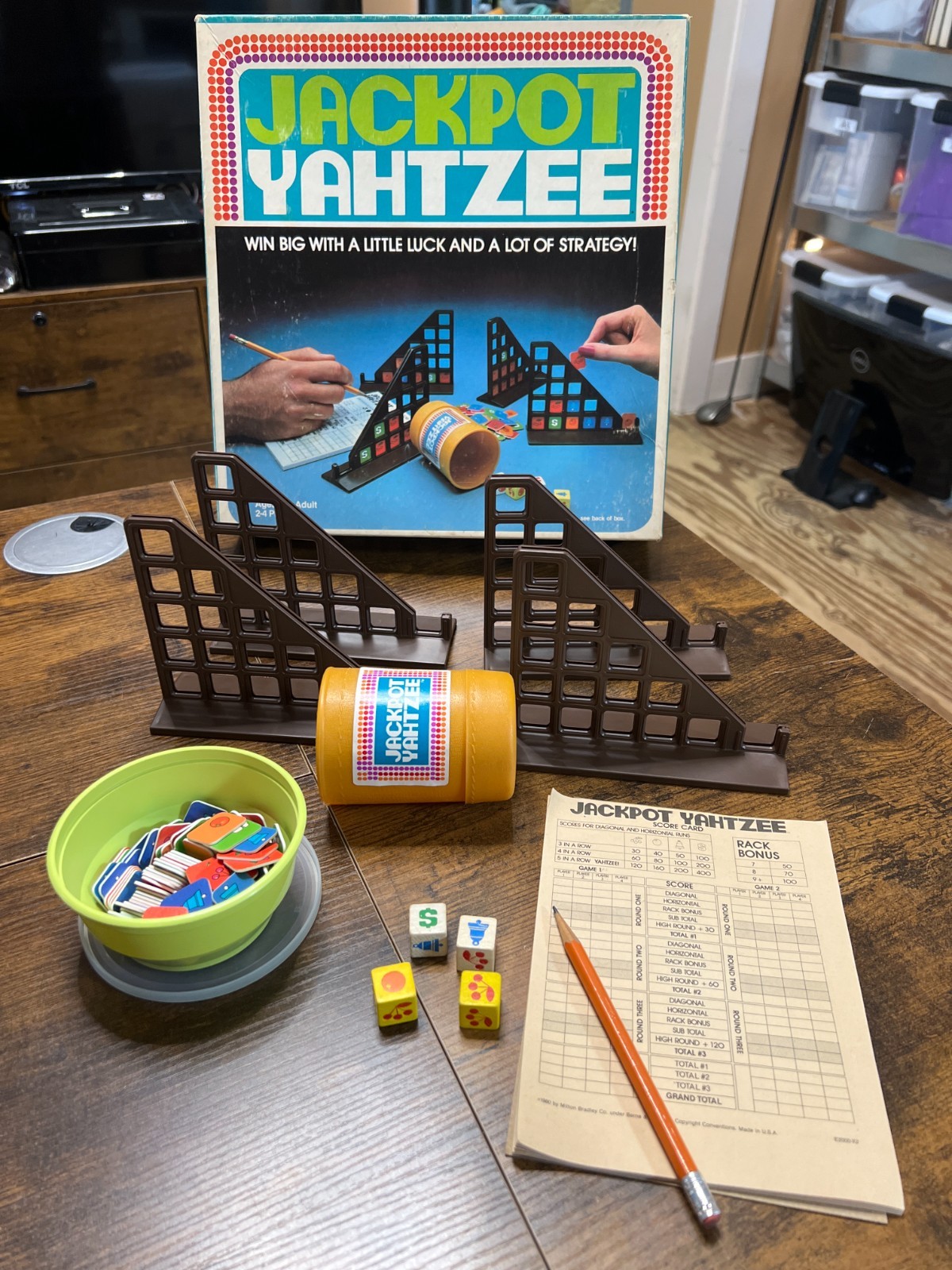 Vintage 1980 Jackpot Yahtzee Game by Milton Bradley, Dice Game Complete. VG Cond