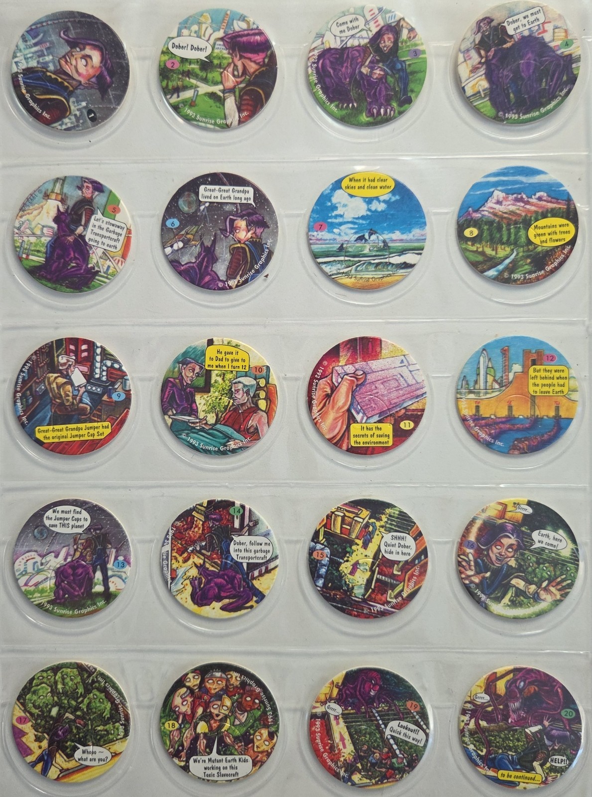 Rare Complete Set Of All 21 Pogs * Adventures of JIMMY JUMPER * Pog Set