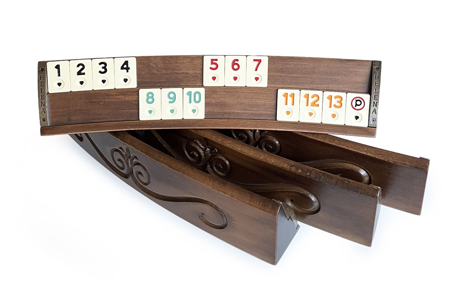 Elliptic Massive Wood Rummi Set Handmade Hand Carved, Rummy Cube Set, Okey Game