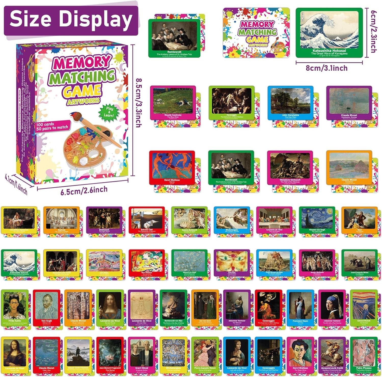 Engaging 100 PCS Famous Paintings Matching Cards for Adults – Fun & Educational