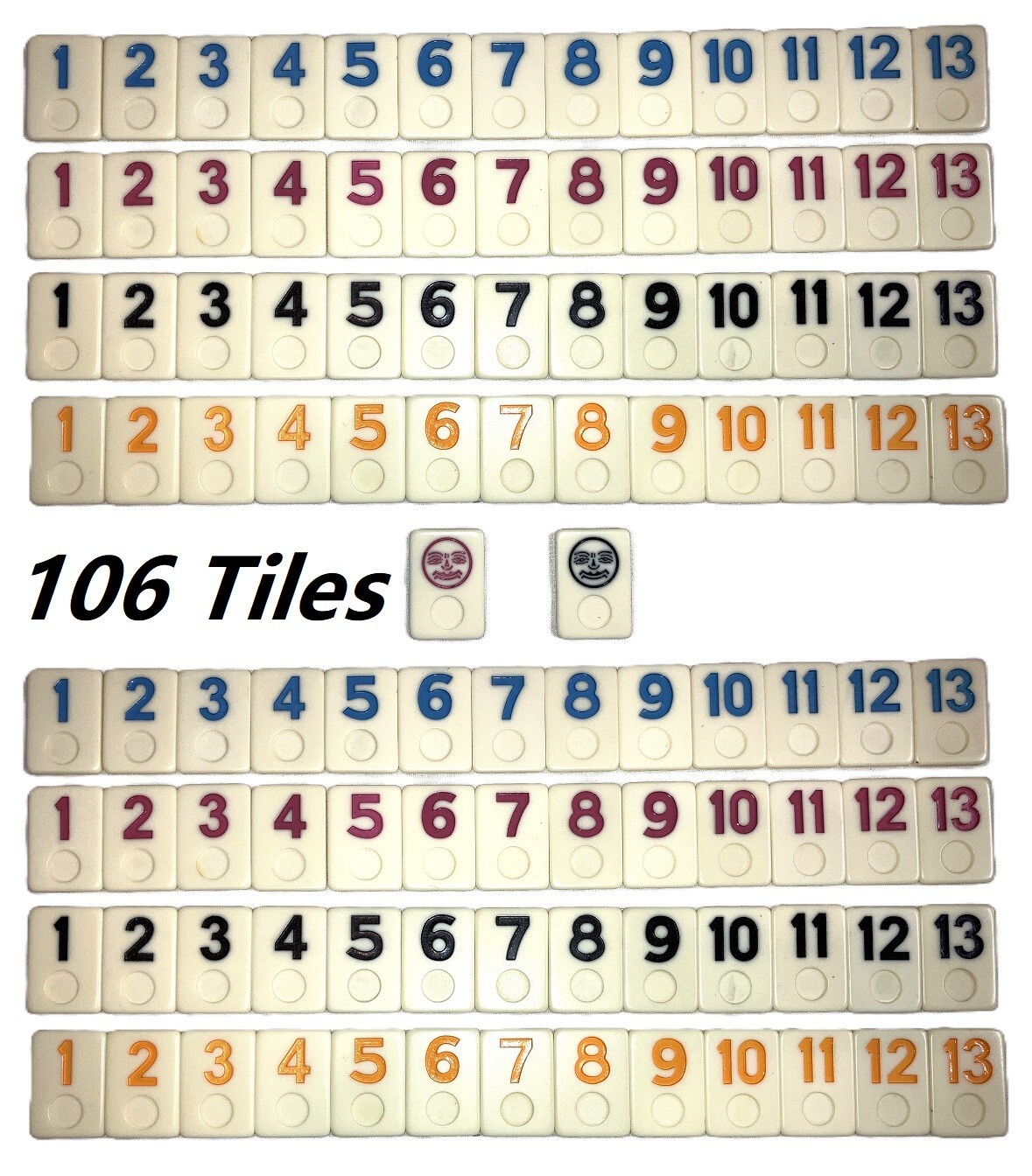 Rummy Tiles Games Set 4 Color Racks In Denim Bag Resin 106 Tiles Rummi 2 Bags