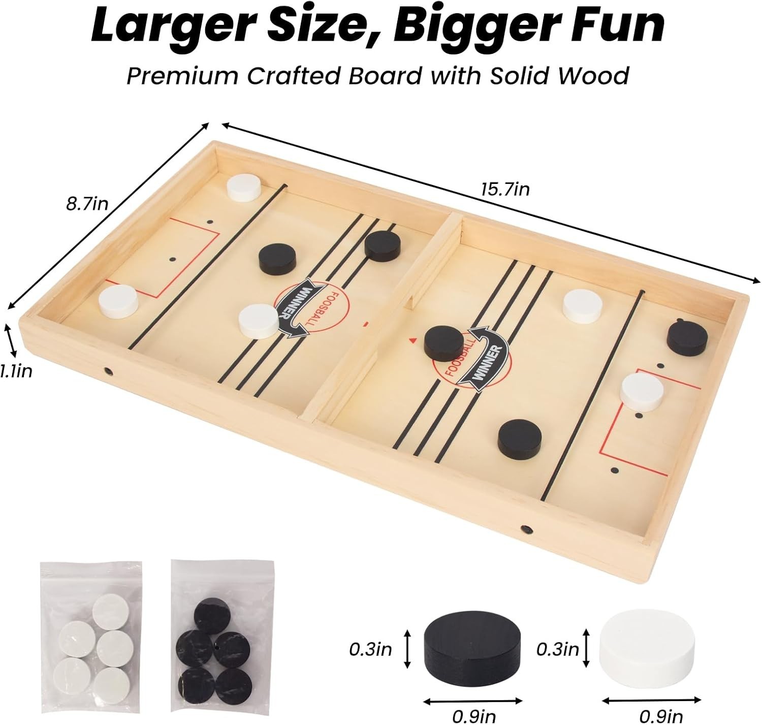 ” Fast Sling Puck Game,Wooden Hockey Game Sling Puck.Desktop Battle Wood..
