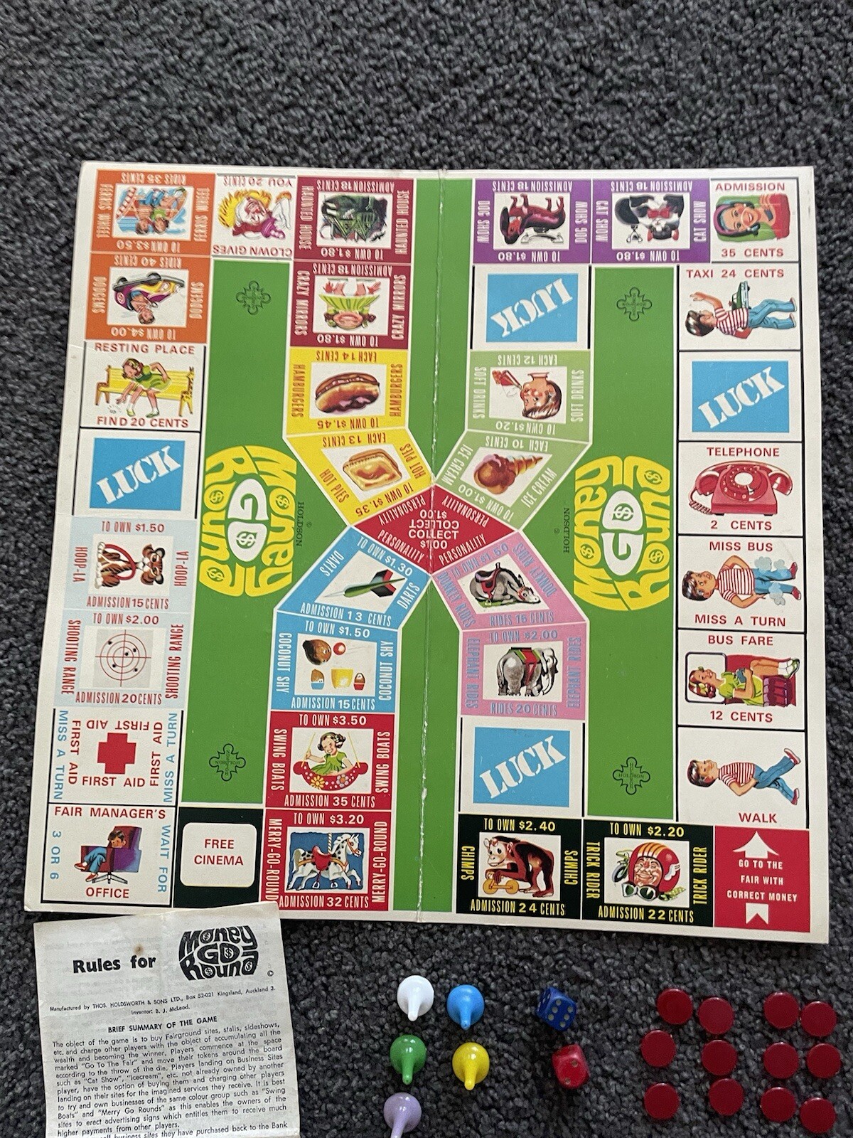 Vintage Money Go Round Board Game Complete Holdson New Zealand RARE