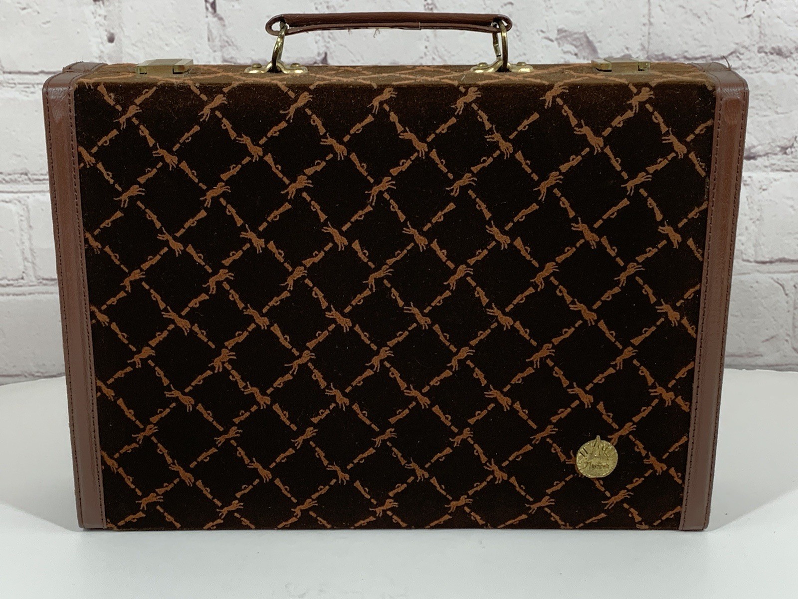 VTG Aries Of Beverly Hills Rare Longchamp Brown Velvet Travel Backgammon Set