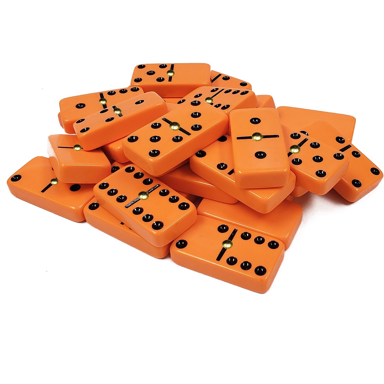 Domino Double Six 6 Orange-Black Pro Size with Spinners – Wood Box