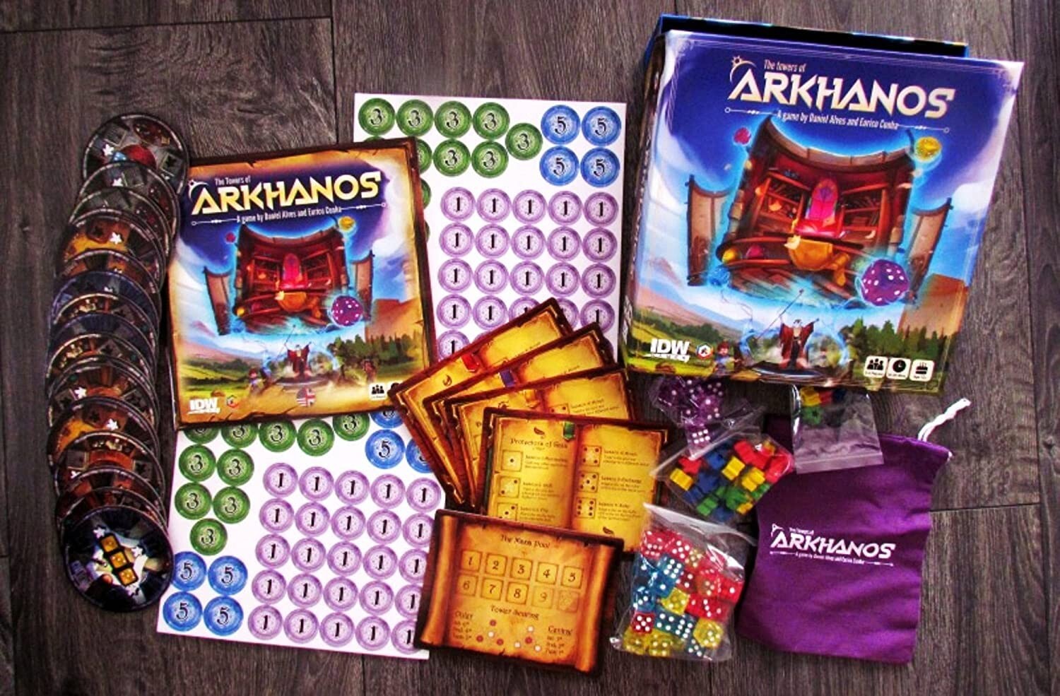New! The Towers of Arkhanos Board Game IDW Games Wizard Dice Build Harry Potter