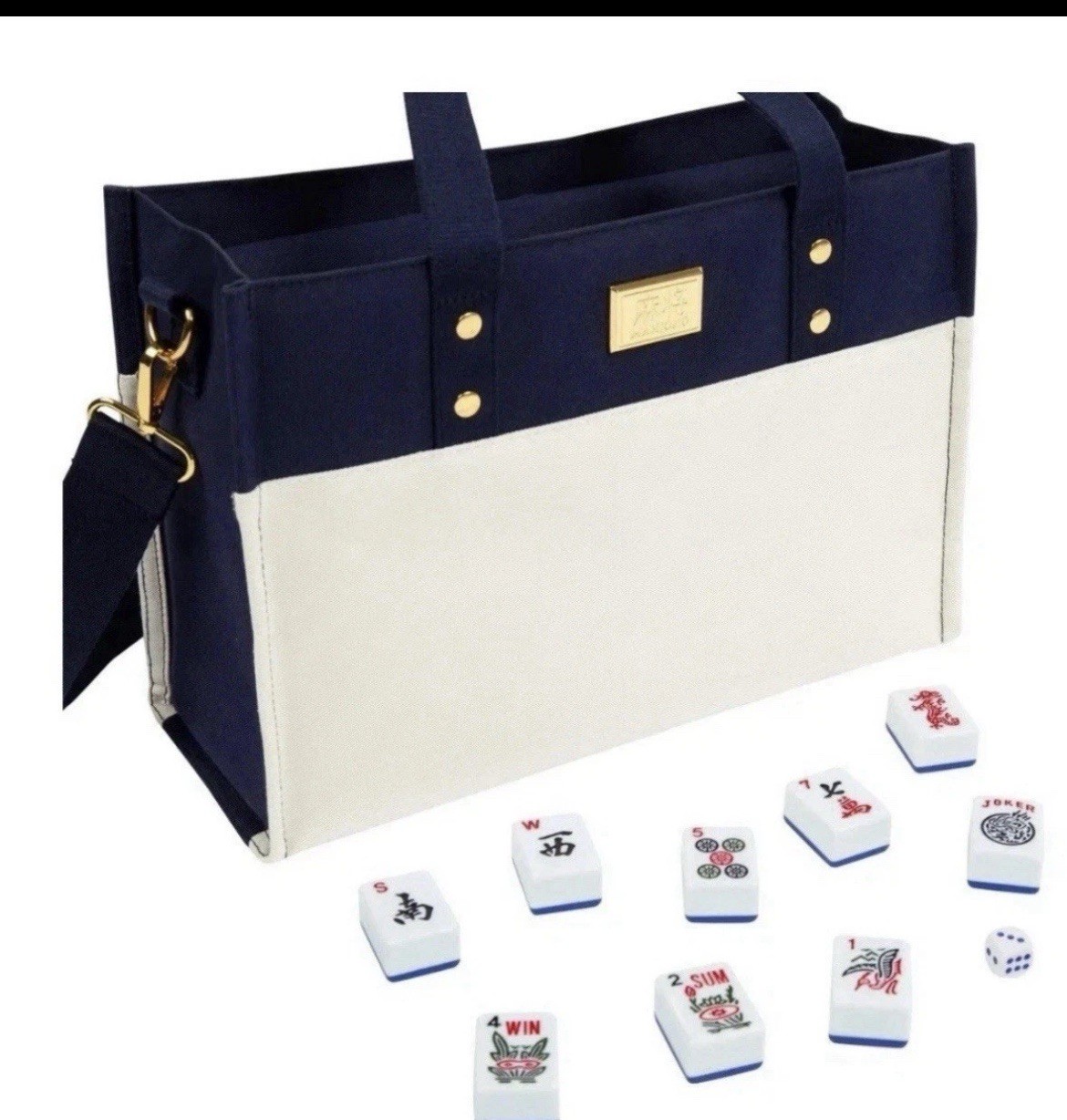 NEW Mahjong Tile Set with Storage Tote 166pc Oversized Tiles 8+ Years, Open Box